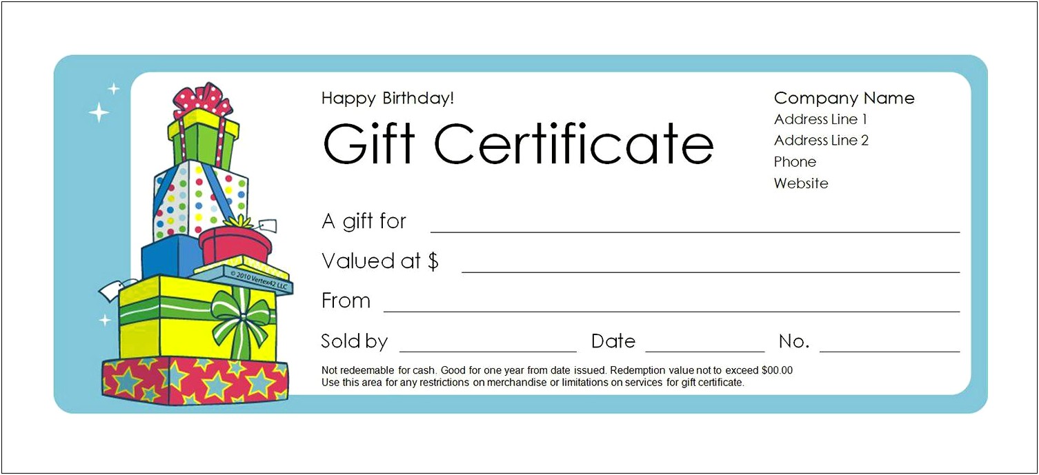 Free Blank Birthday Gift Certificate Template