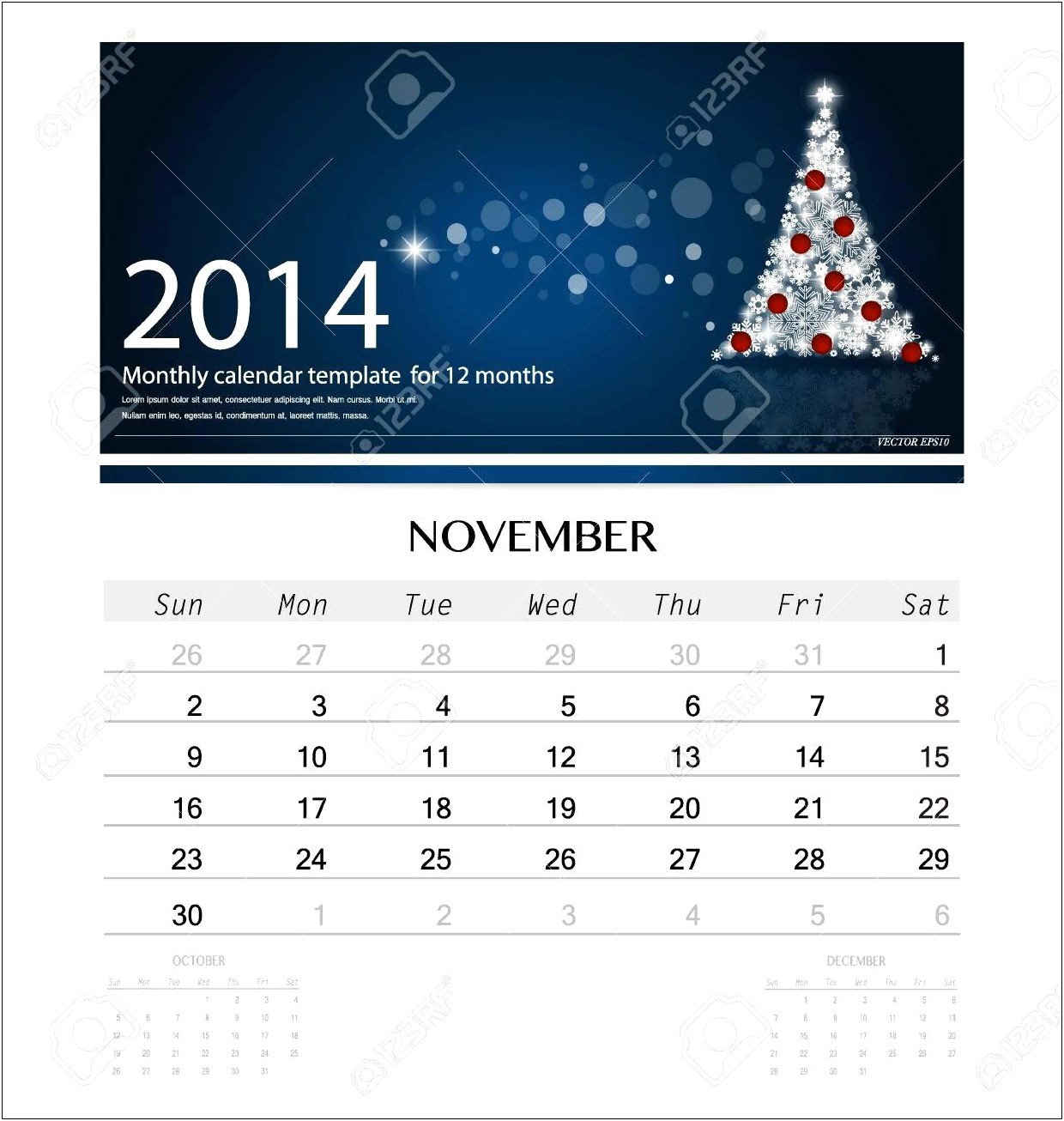 Free Blank Calendar Template November 2014