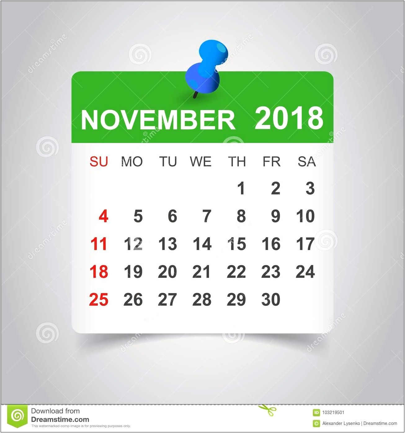 Free Blank Calendar Template November 2018
