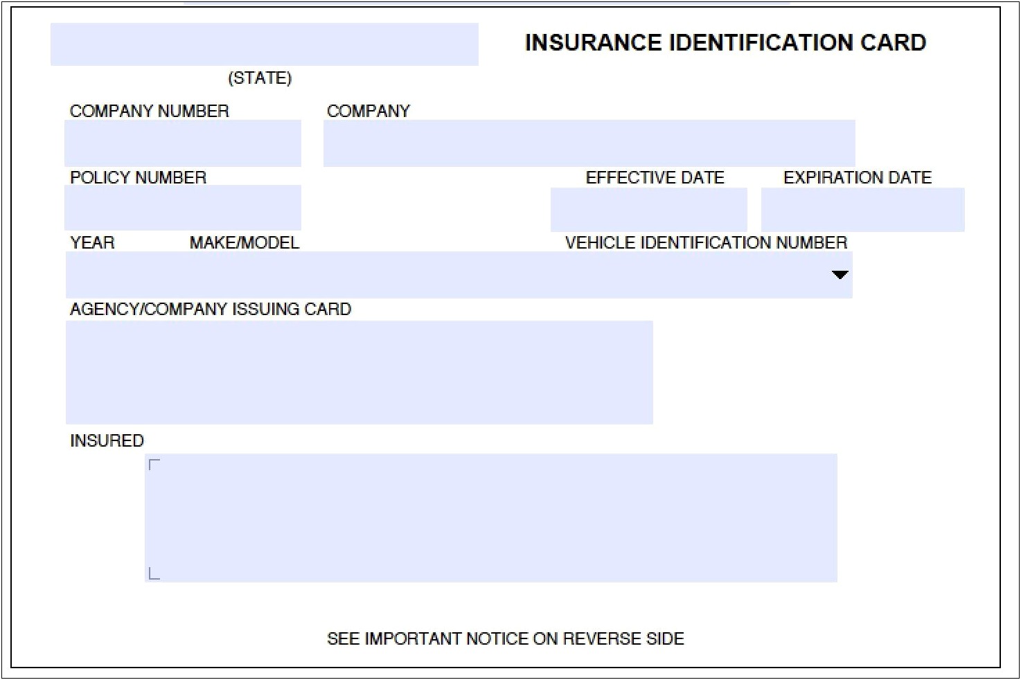 Free Blank Car Insurance Card Template