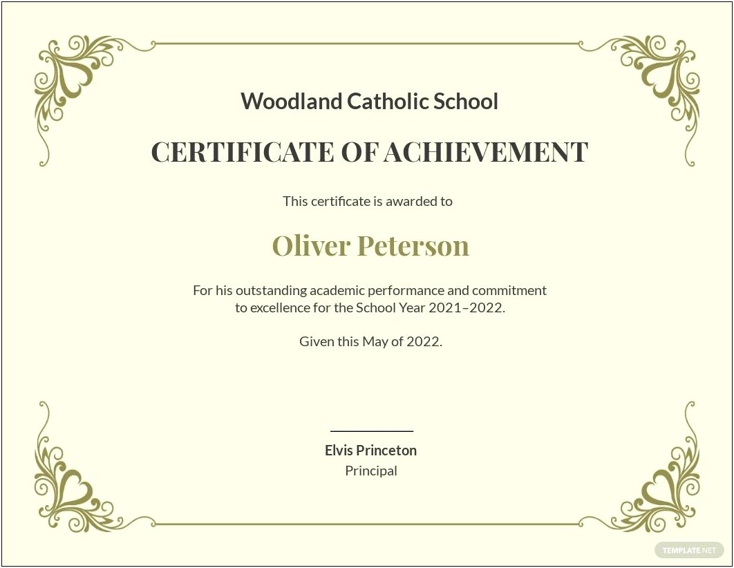 Free Blank Certificate Of Excellence Template