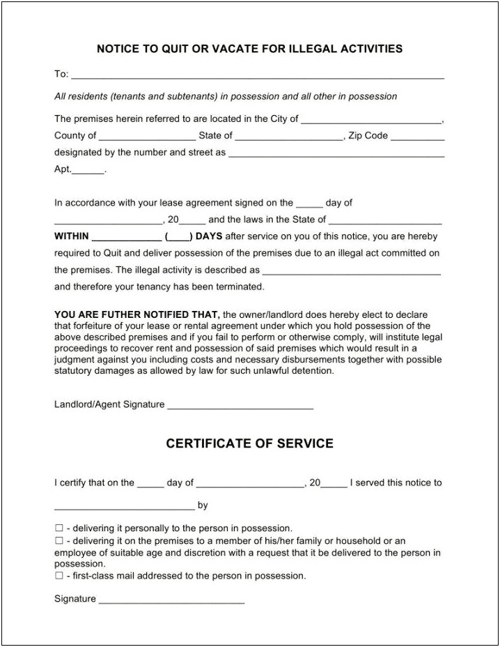 Free Blank Eviction Notice Template Pdf