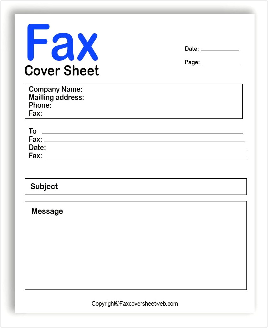 Free Blank Fax Cover Sheet Template