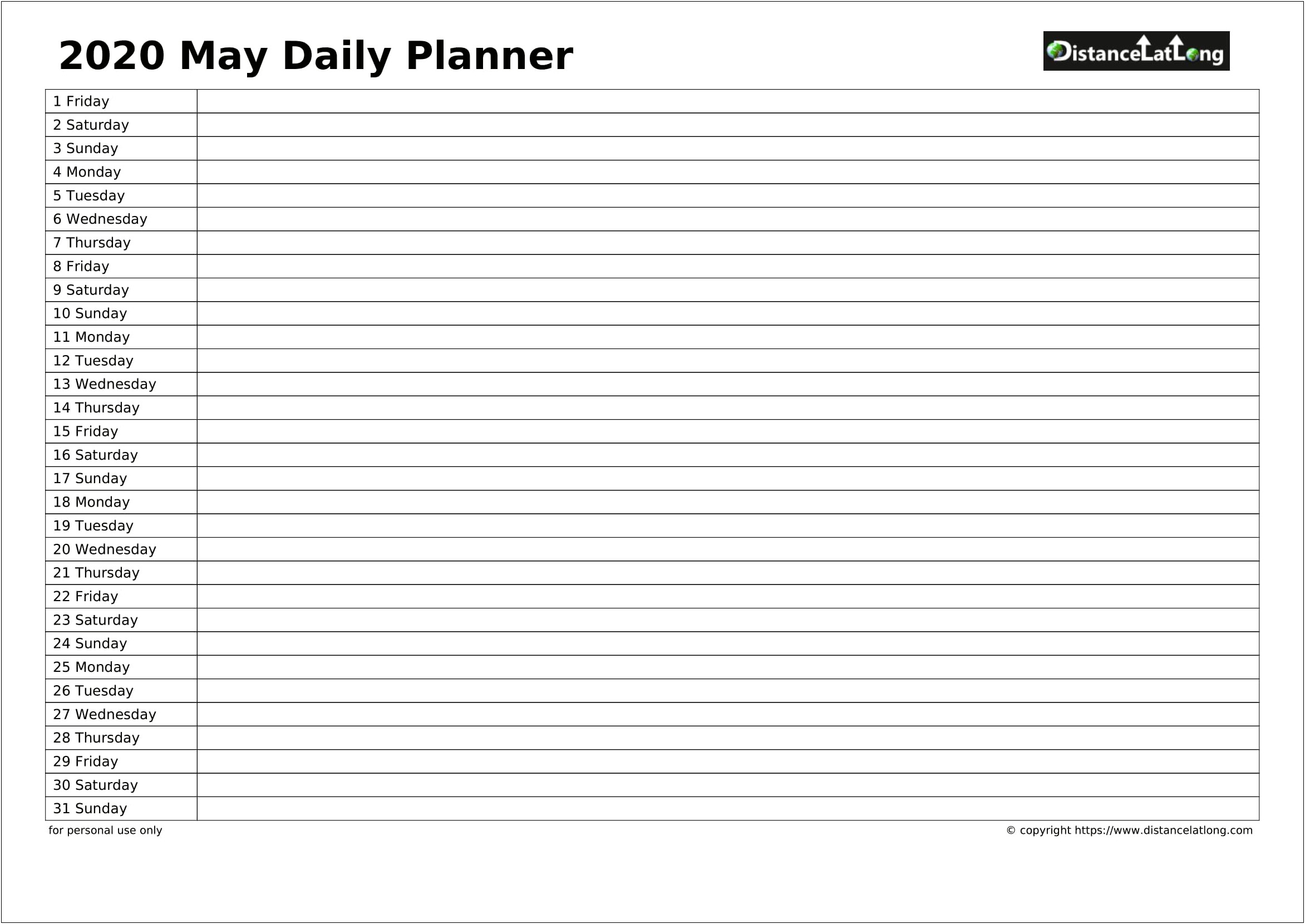 Free Blank Free Calendar Templates For May 2020