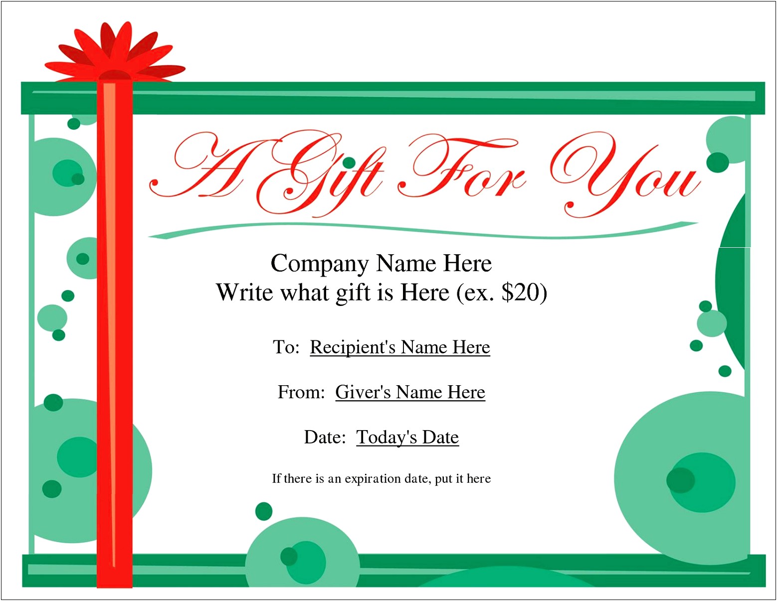Free Blank Gift Certificate Templates Holidays