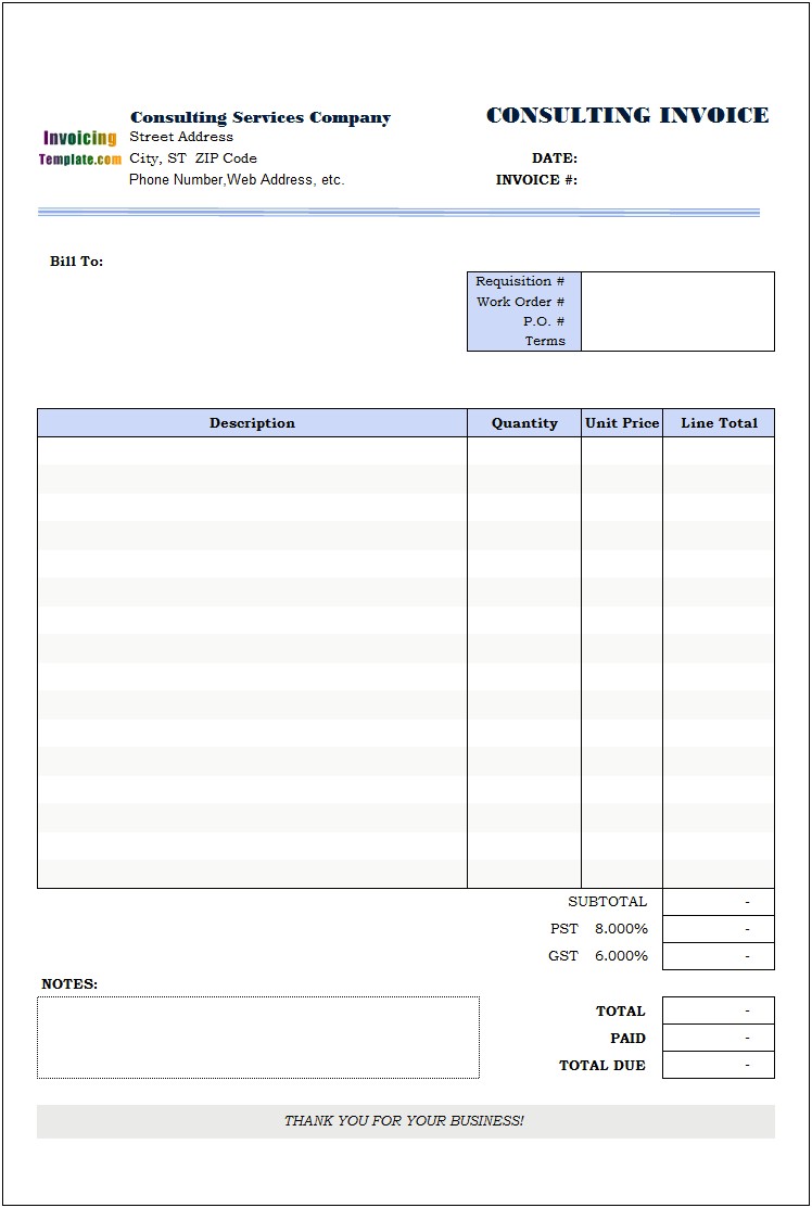 Free Blank Invoice Template For Mac