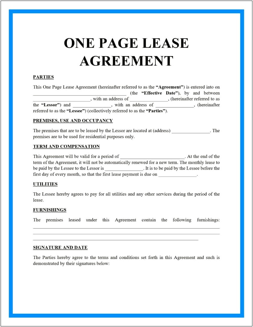 Free Blank Lease Agreement Template Word