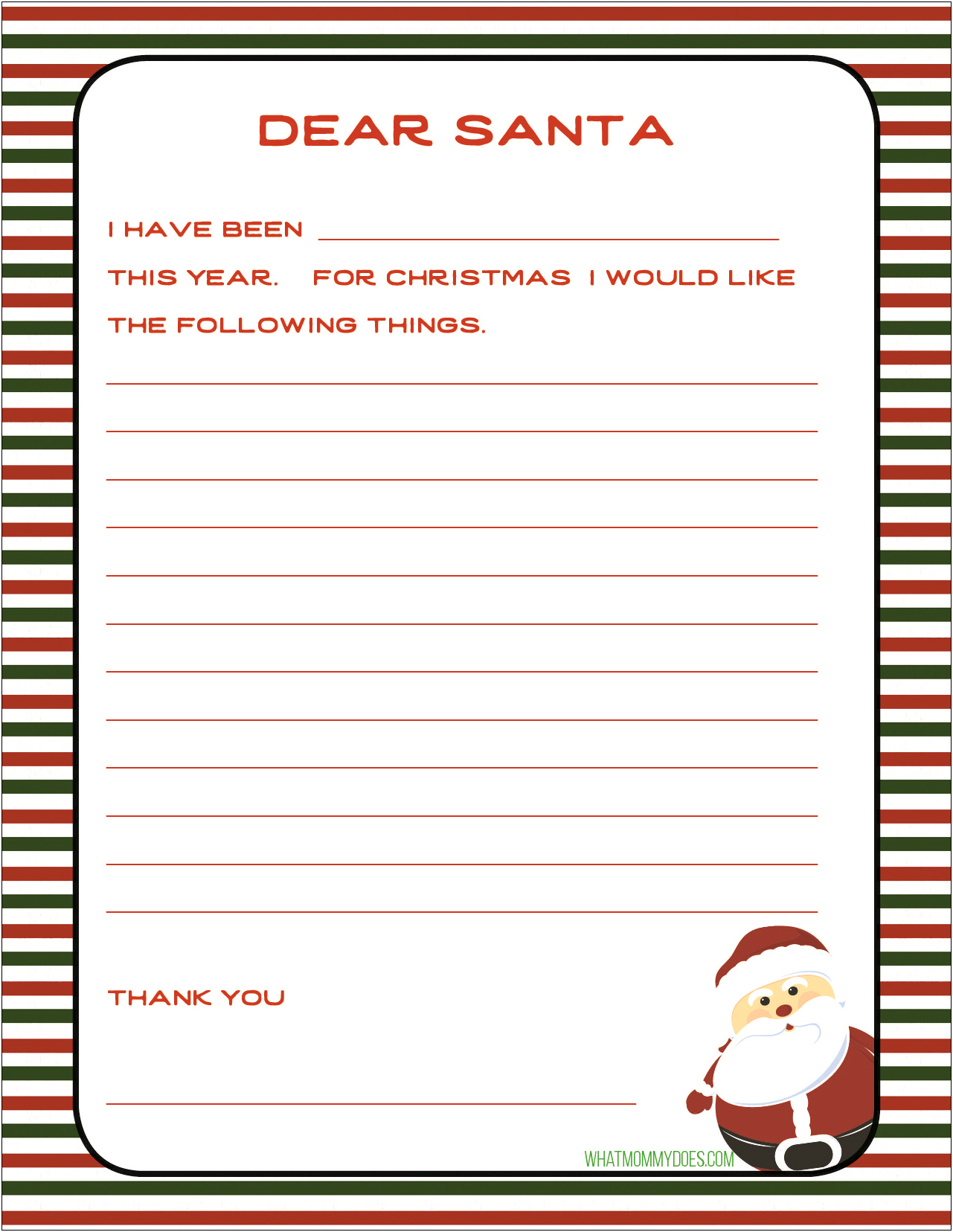 Free Blank Letter To Santa Template