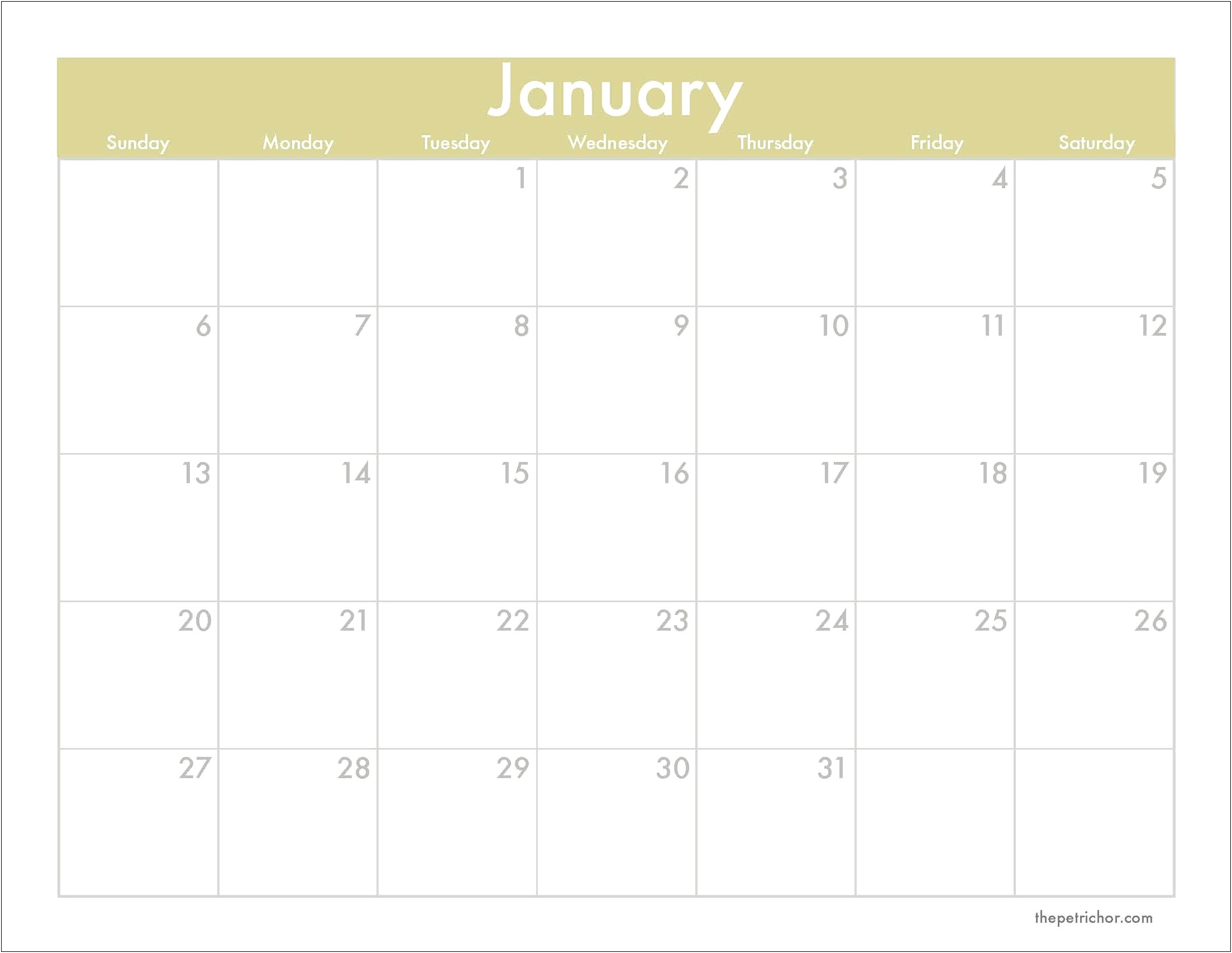 Free Blank Monthly Calendar Template 2013