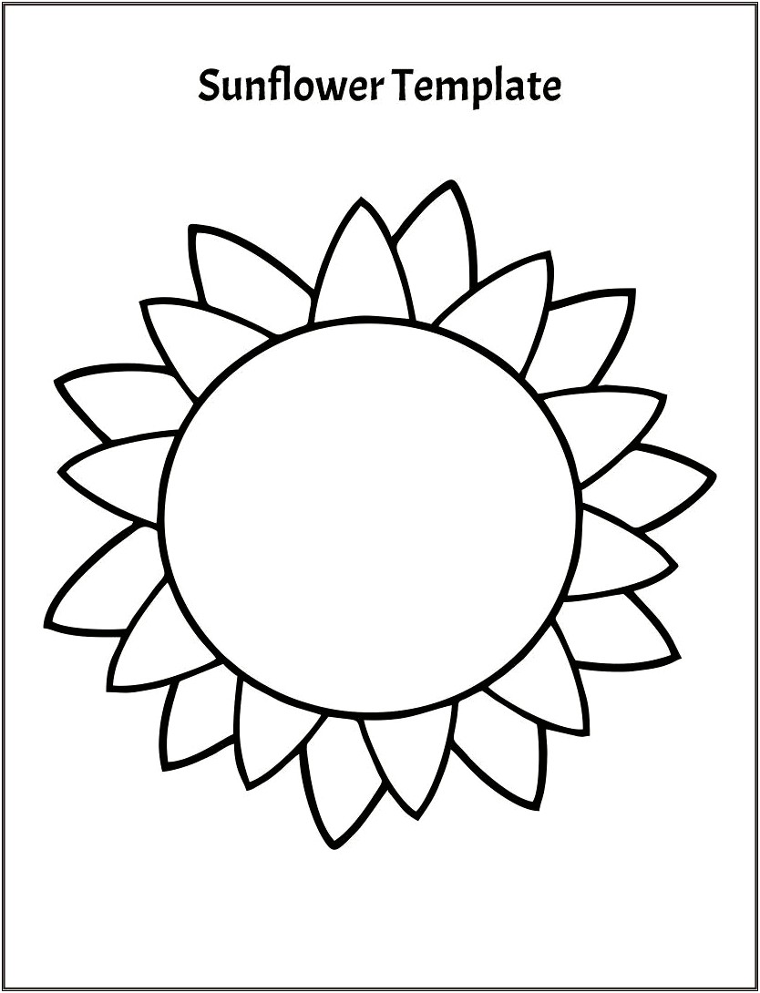 Free Blank Sunflower Template For Cards