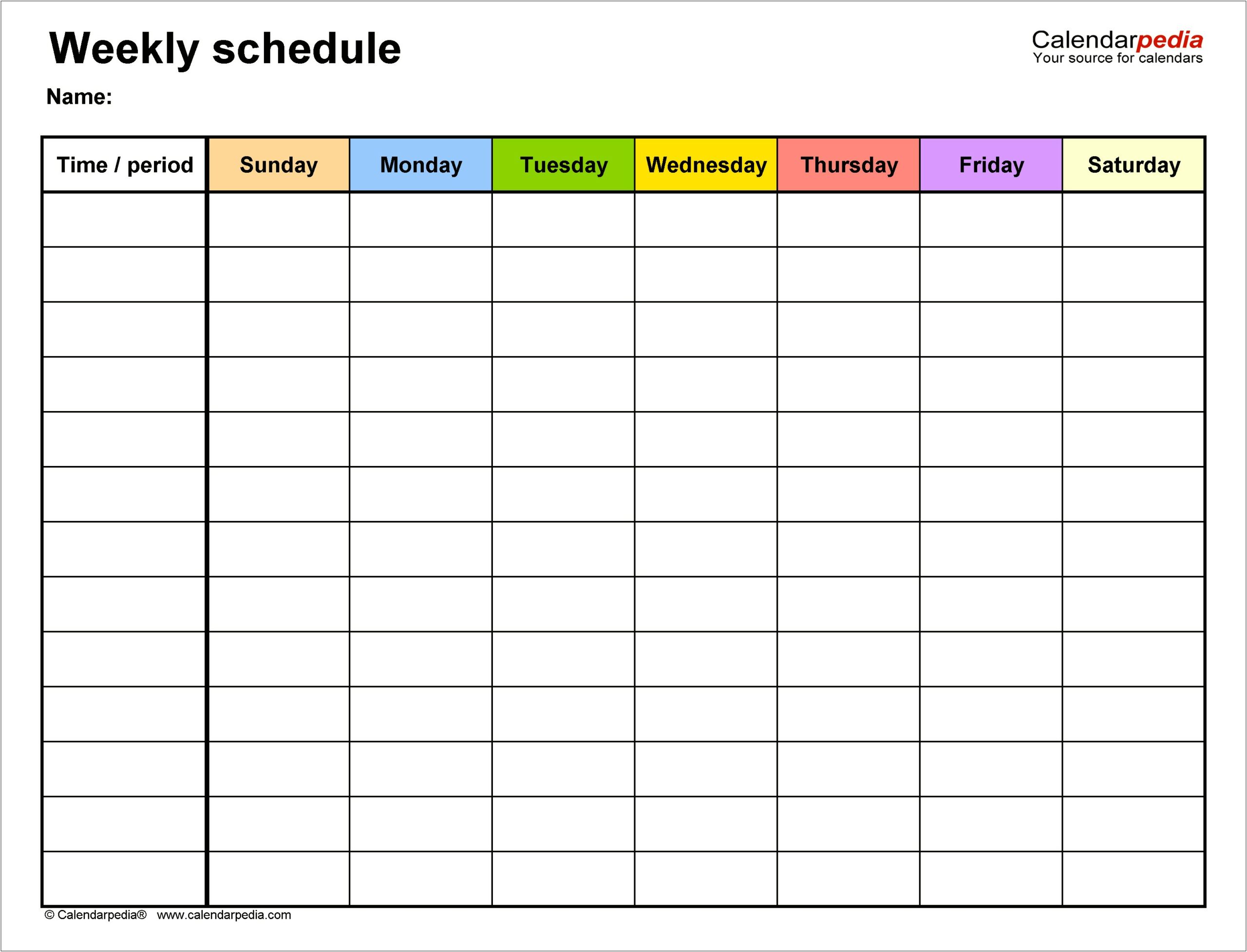 Free Blank Weekly Lesson Plan Template