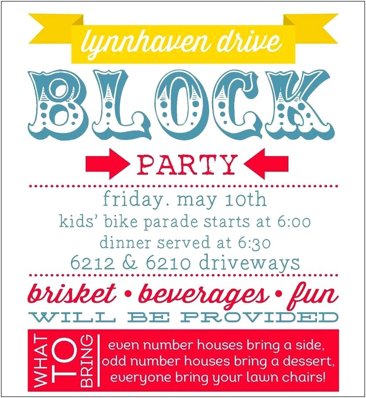Free Block Party Flyer Template Summer