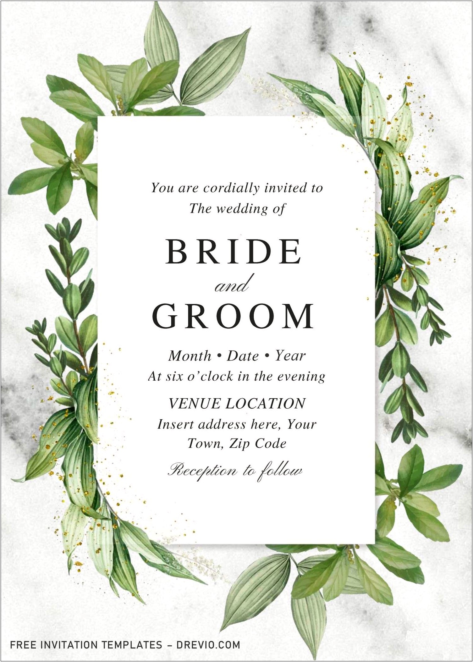 Free Blue And Green Wedding Invitation Templates