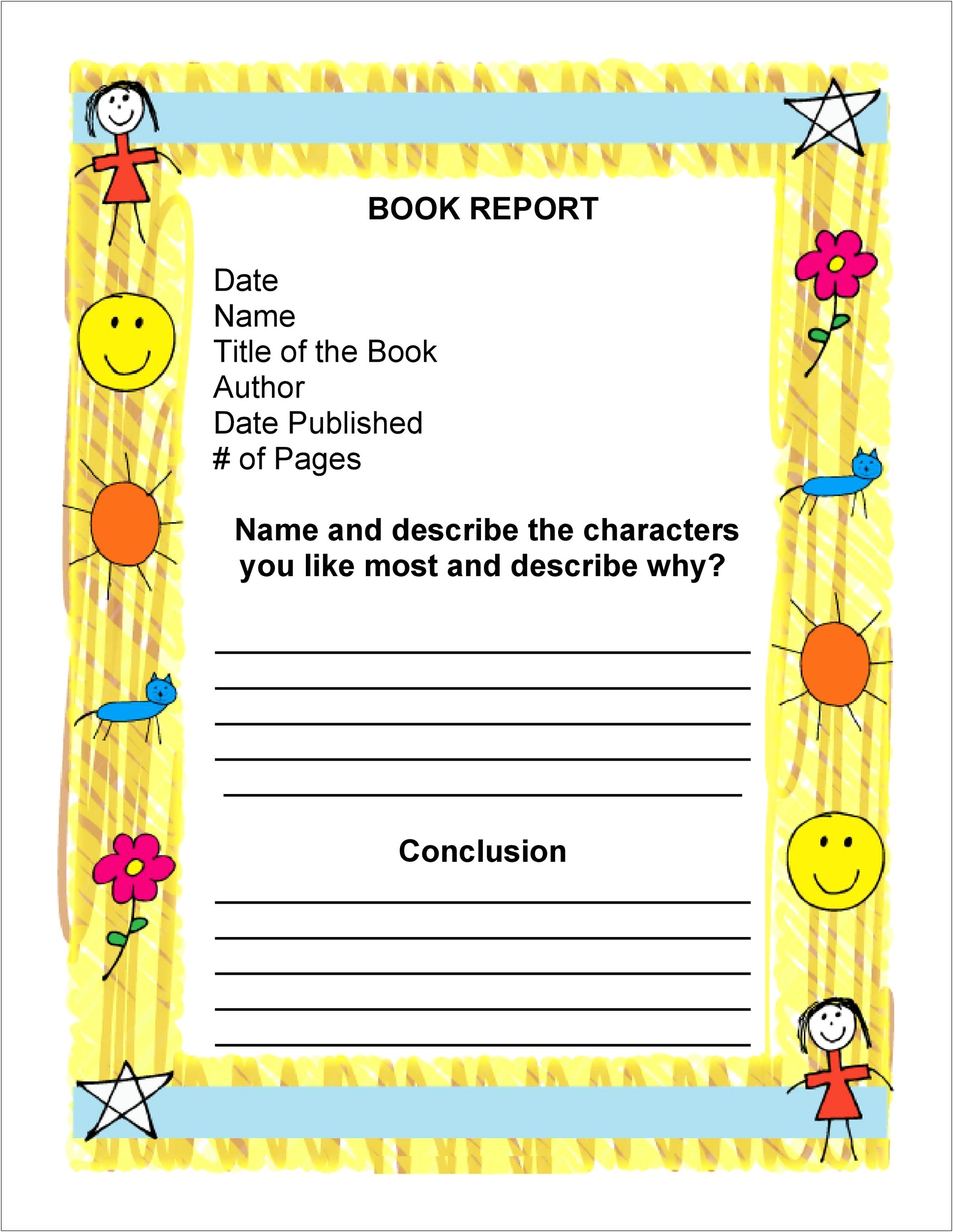 Free Book Report Cover Template Word