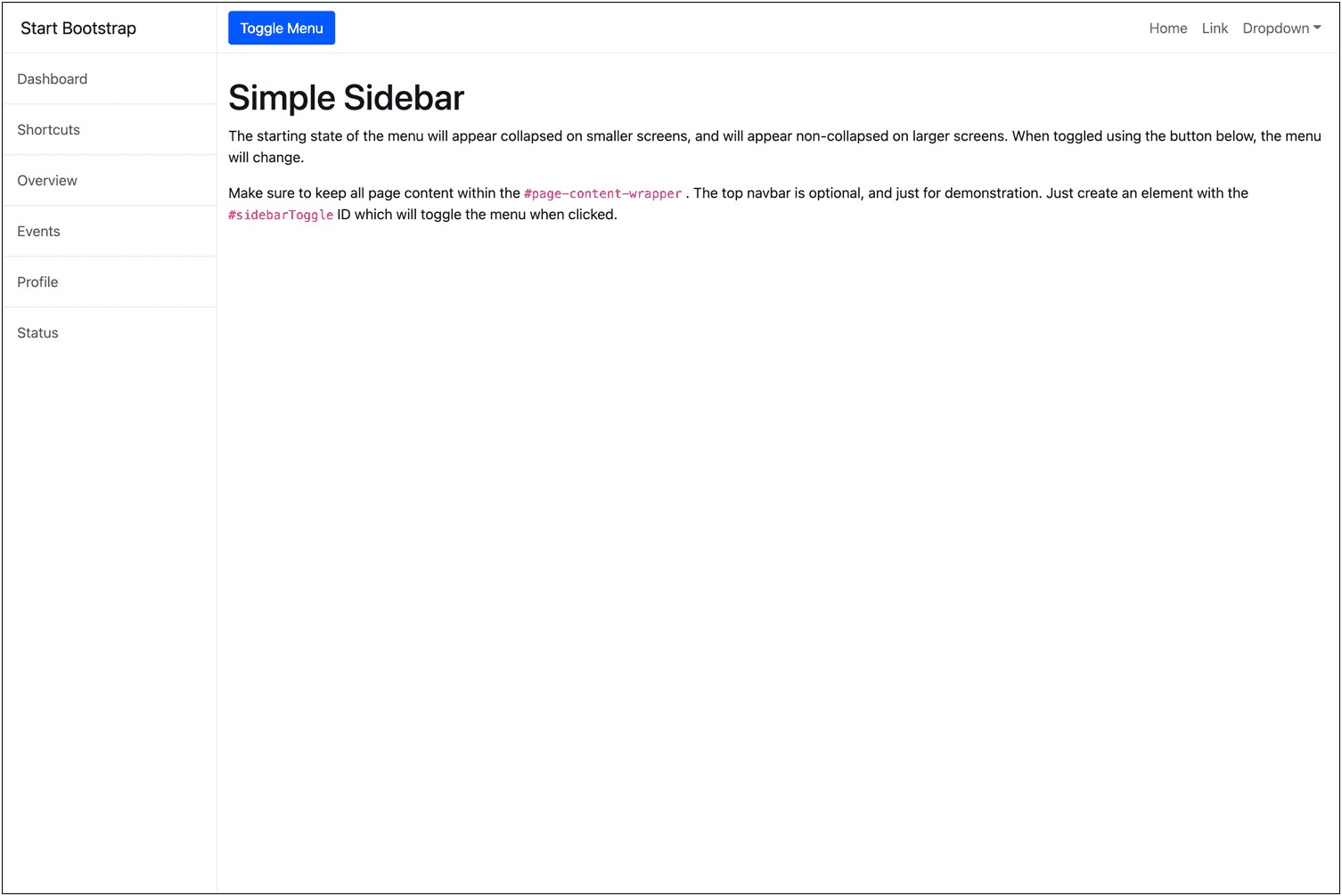 Free Bootstrap Responsive Template With Sidebar