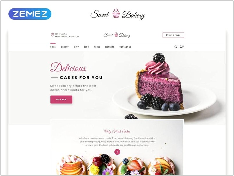 Free Bootstrap Template For Cake Shop