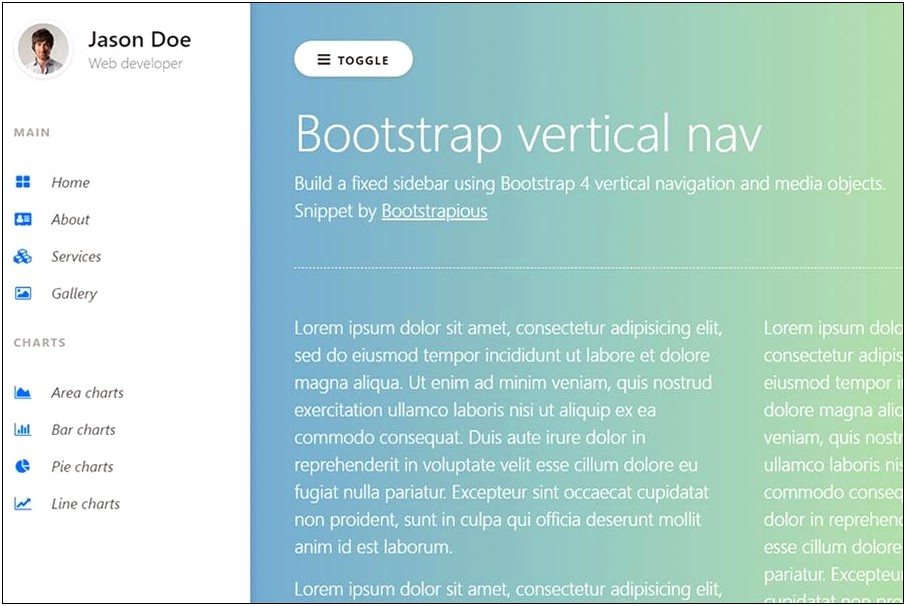 Free Bootstrap Template With Sidebar Menu