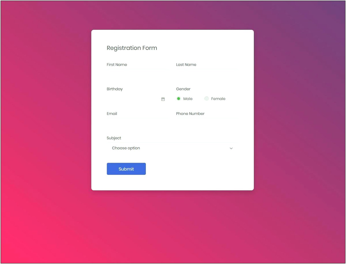 Free Bootstrap Templates For Registration Form