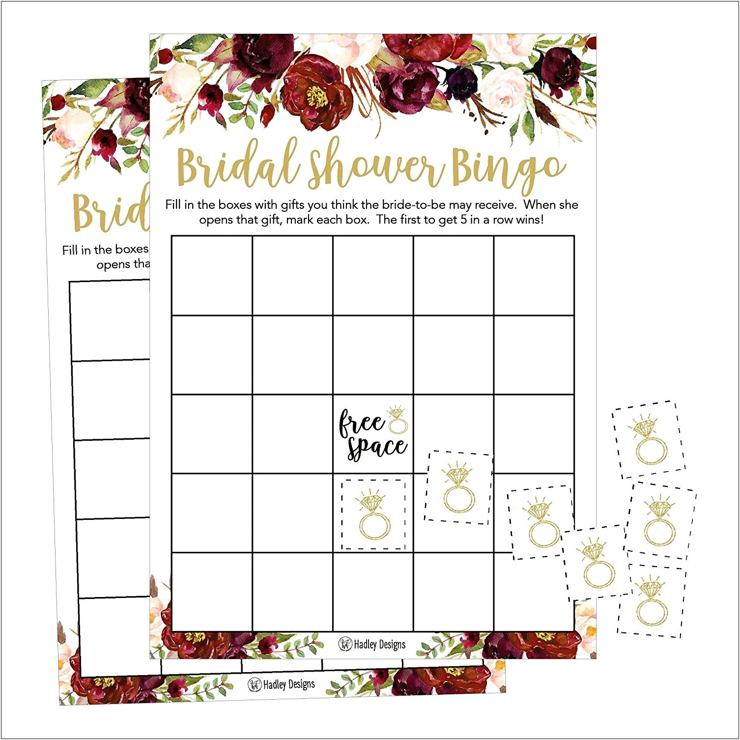 Free Bridal Shower Bingo Card Template