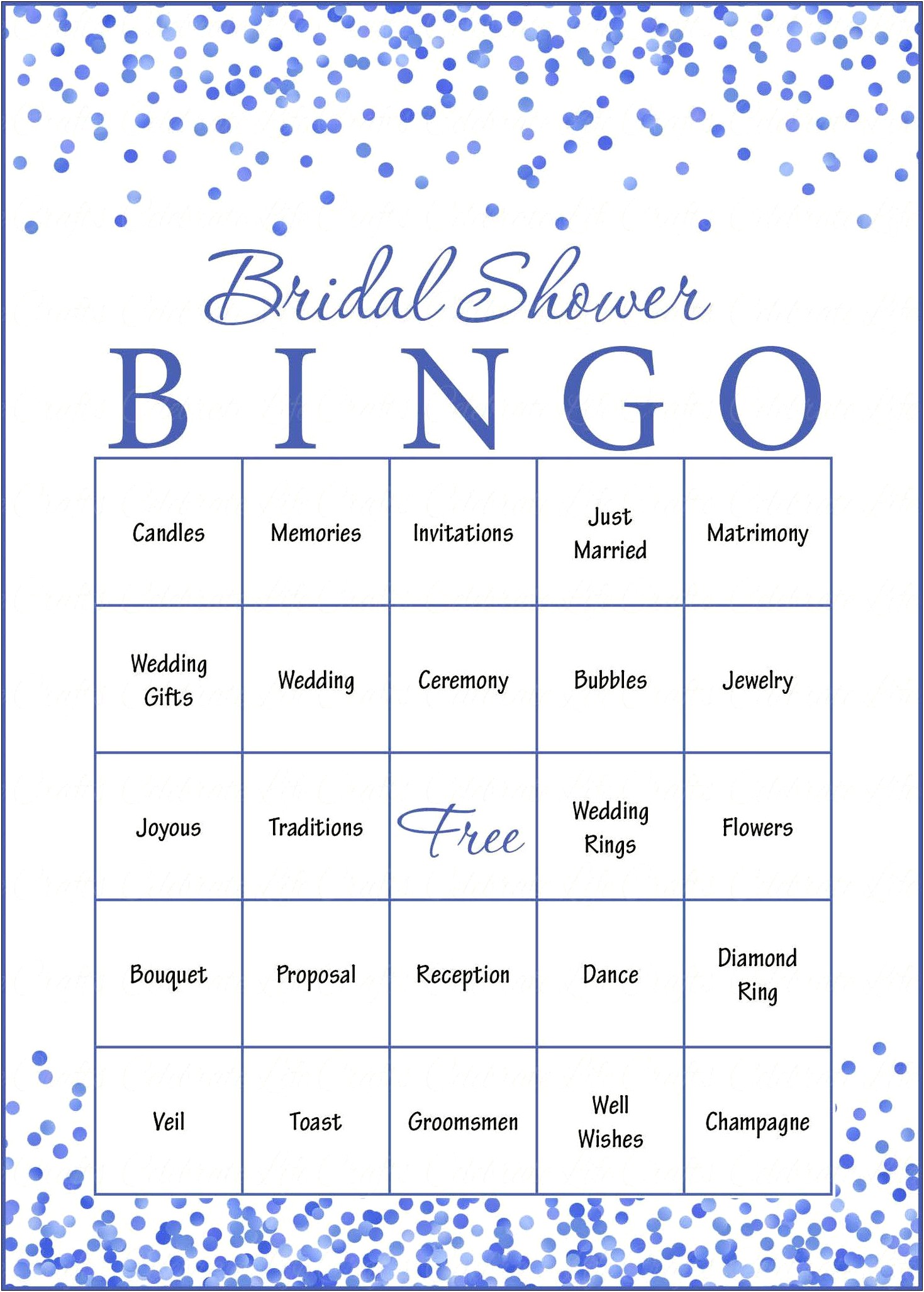 Free Bridal Shower Bingo Game Templates