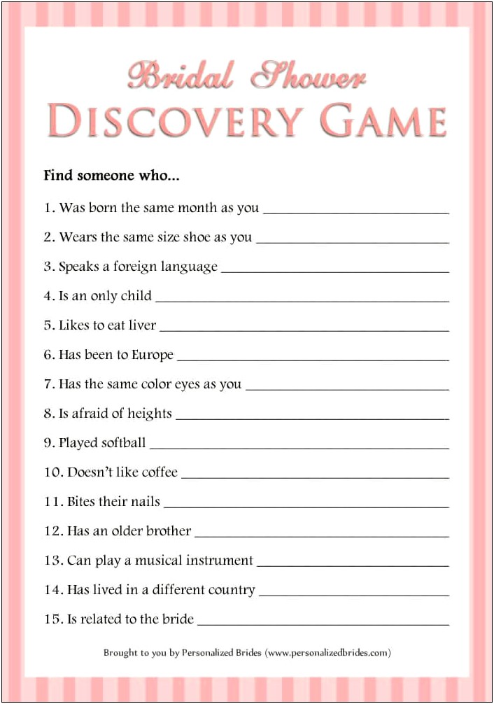Free Bridal Shower Game Templates For Word
