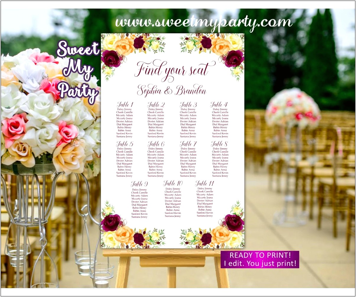Free Bridal Shower Seating Chart Template