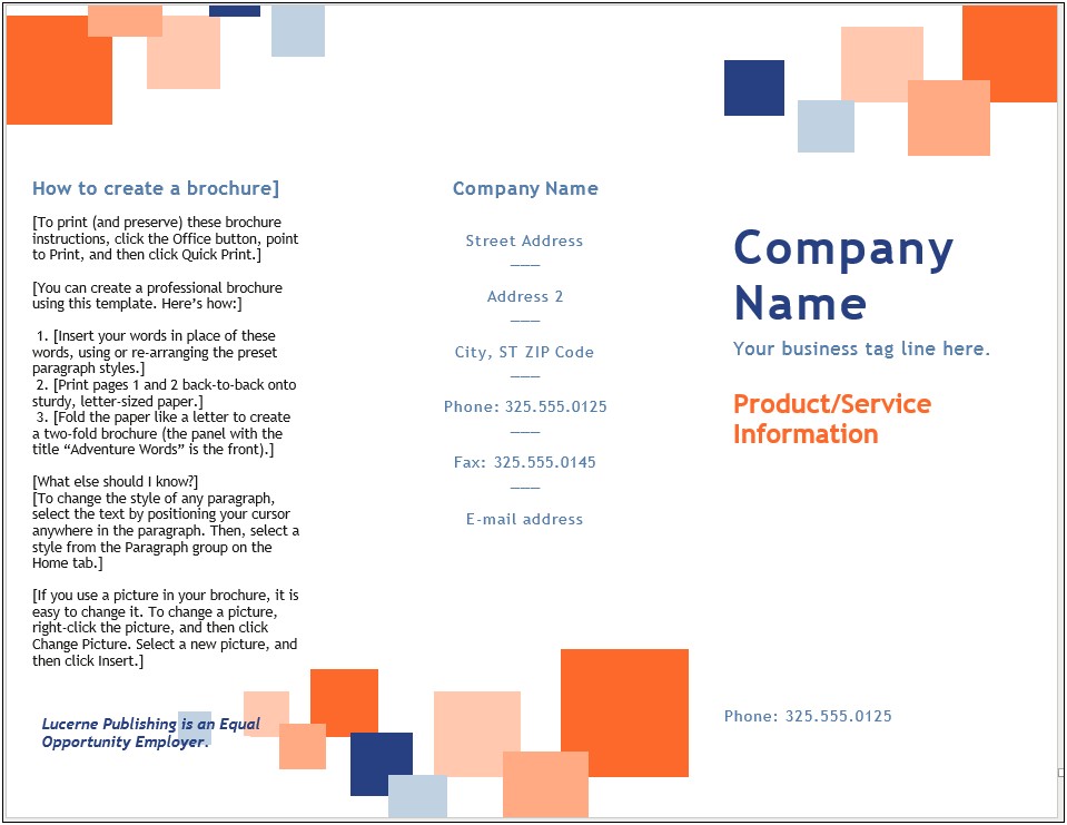 Free Brochure Templates For Microsoft Word 2000