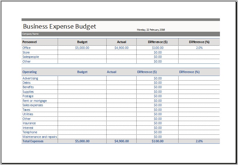Free Budget Spreadsheet Templates For Mac