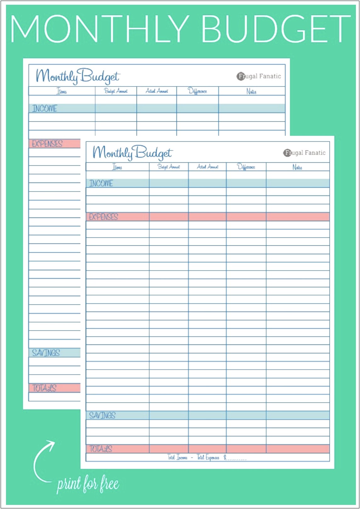 Free Budget Worksheet Template 12 Month