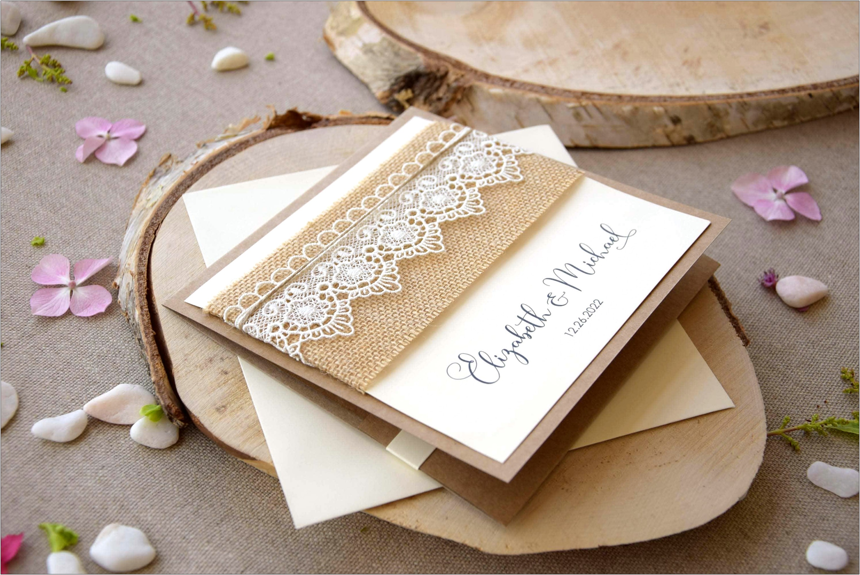 Free Burlap And Lace Wedding Invitation Template