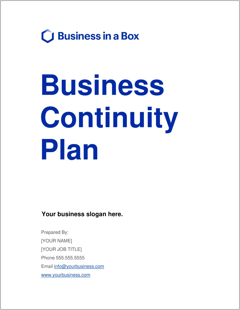 Free Business Continuity Plan Template Small Business