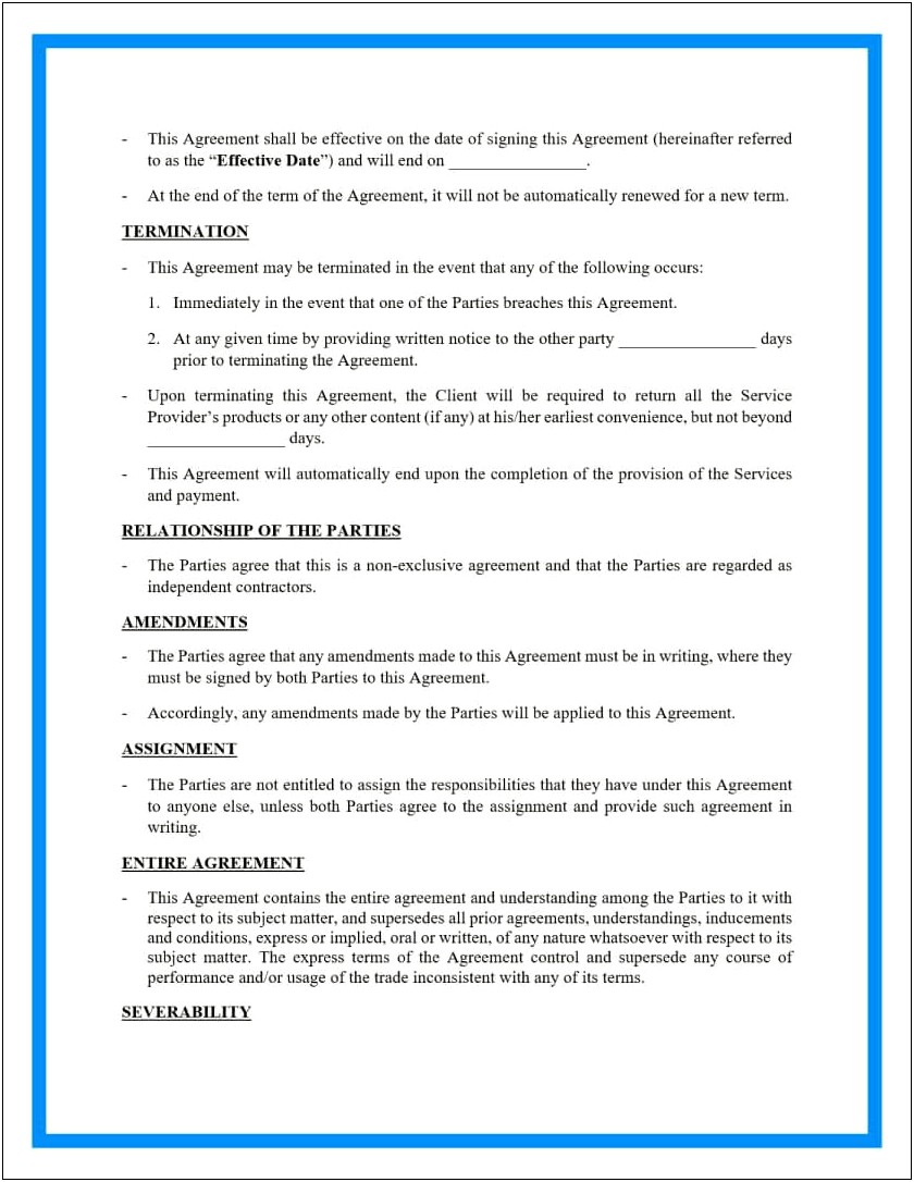 Free Business Contracts For Services Template