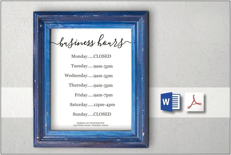 Free Business Hours Template Microsoft Word