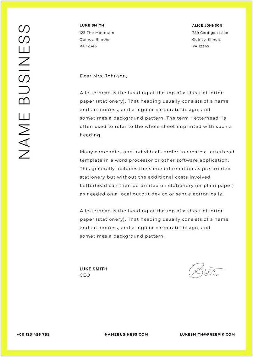 Free Business Letter Template With Logo