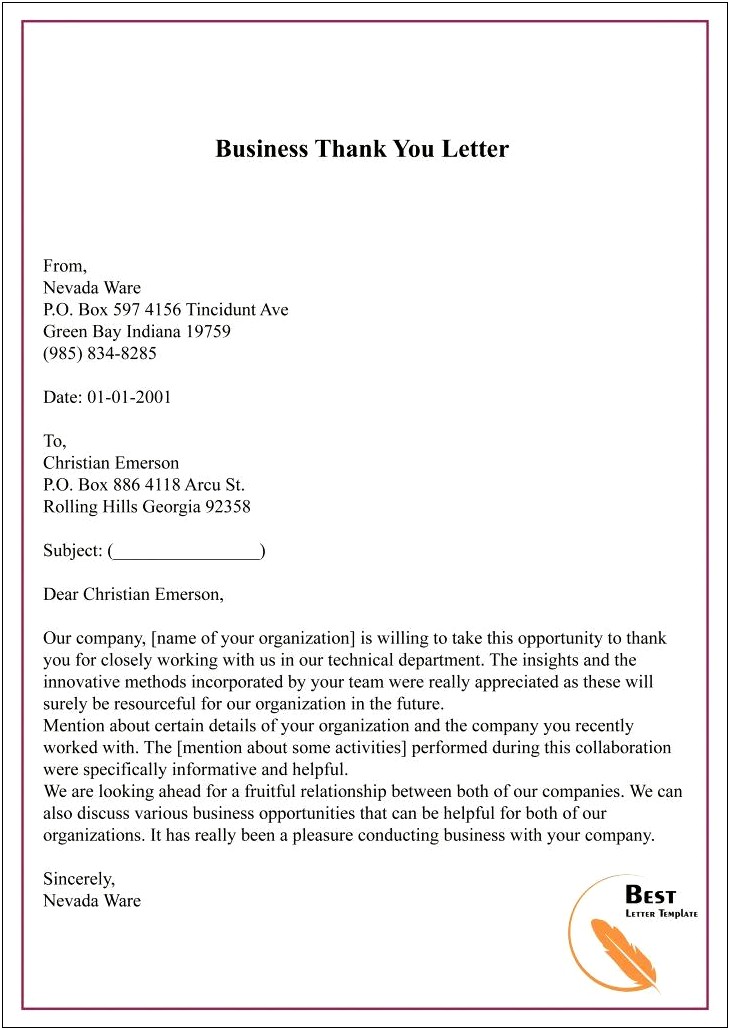 Free Business Letter Template Word 2010
