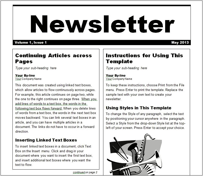 Free Business Newsletter Templates For Word
