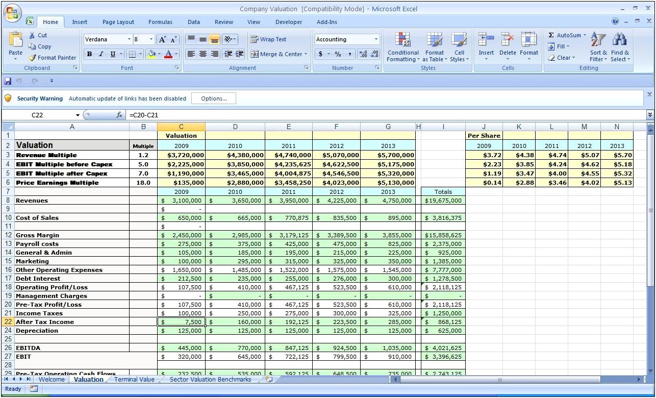 Free Business Plan Excel Template Download