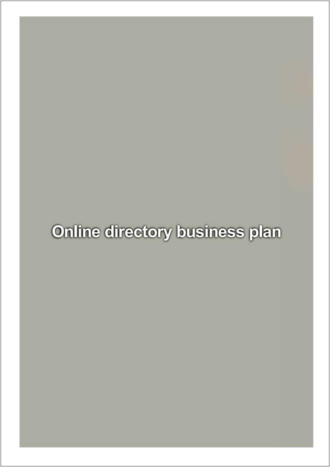 Free Business Plan Template For A Web Directory