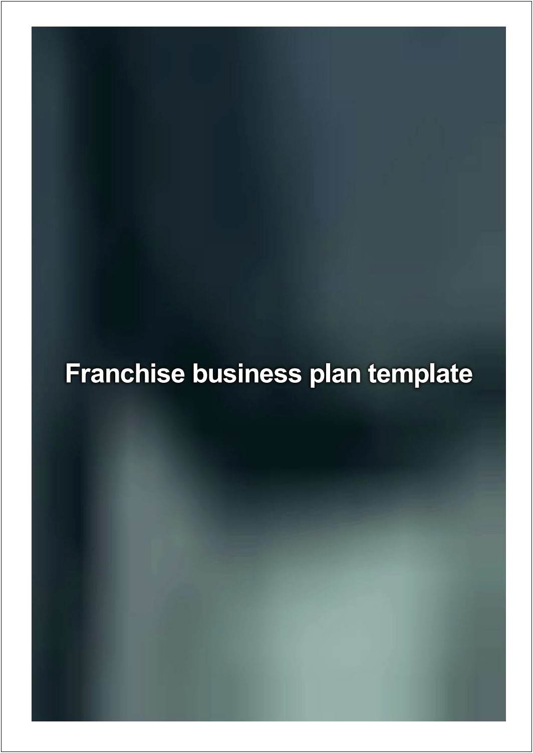 Free Business Plan Template For Franchise