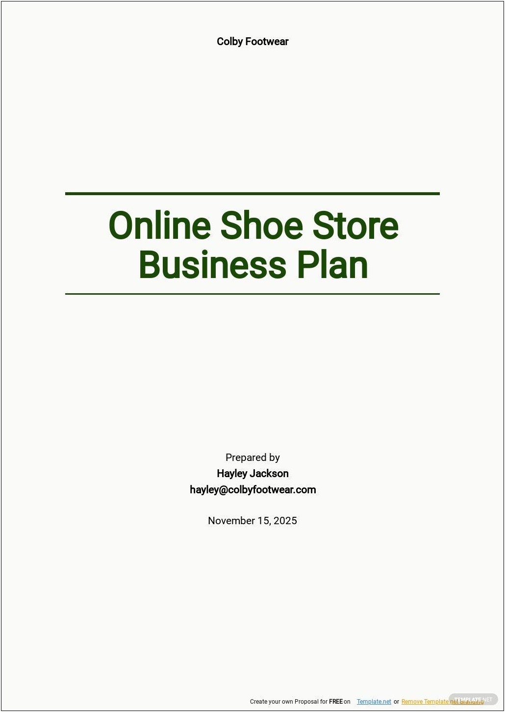 Free Business Plan Template Online Store