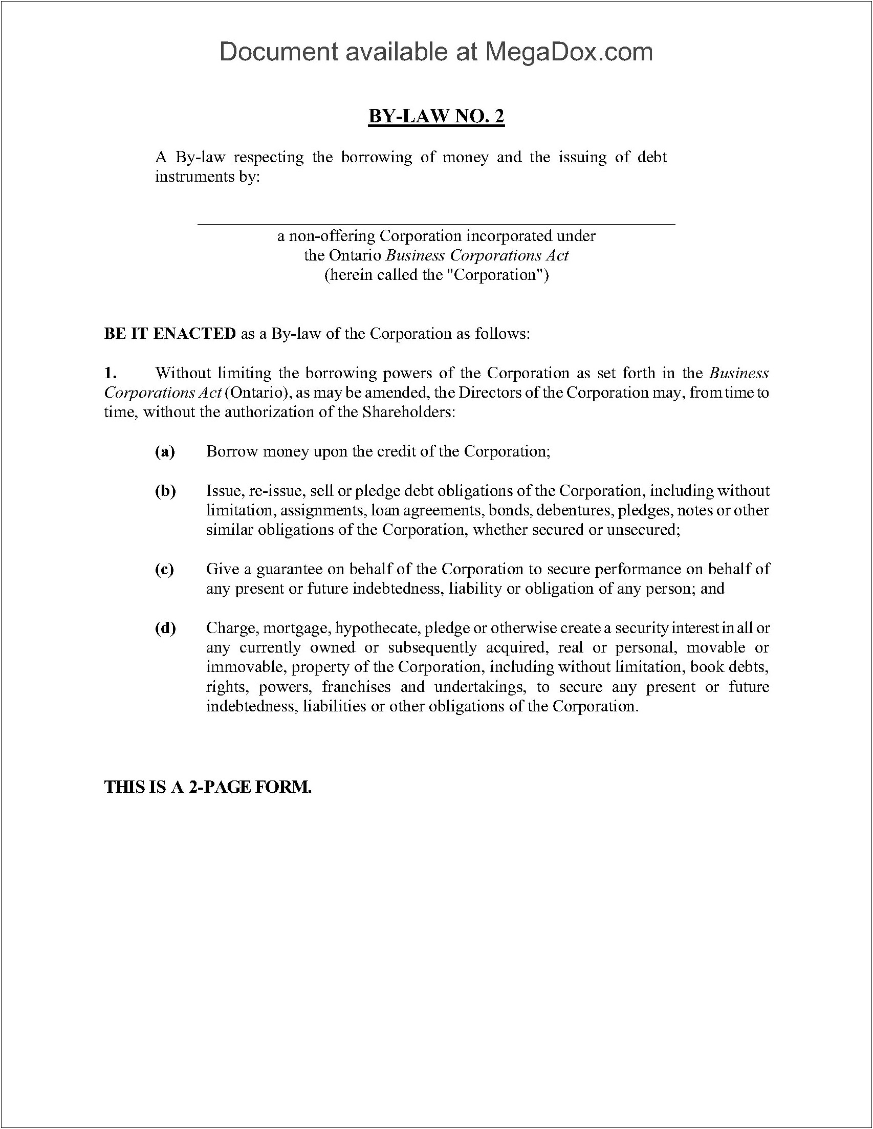 Free Bylaws Template For A Non Profit