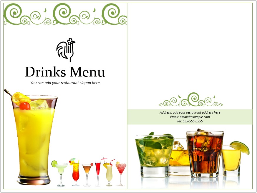Free Cafe Menu Templates For Microsoft Word