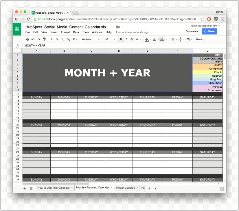 Free Calendar Template 2018 Google Docs