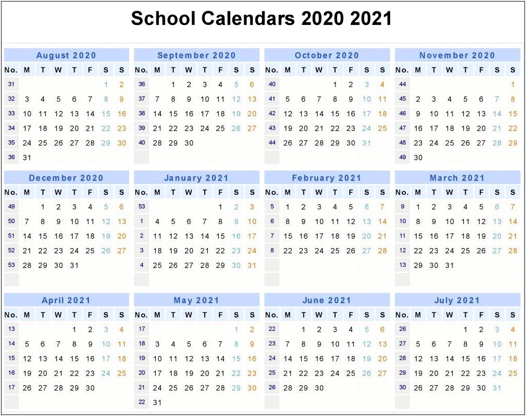Free Calendar Template 2019 2020 School Year