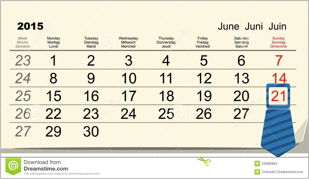 Free Calendar Template For June 2015