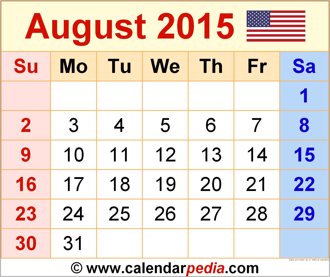 Free Calendar Template July And August 2015