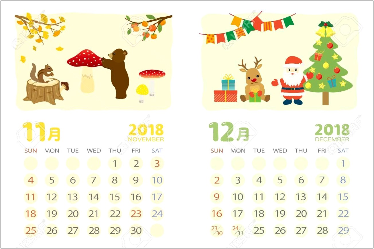 Free Calendar Template November And December 2018