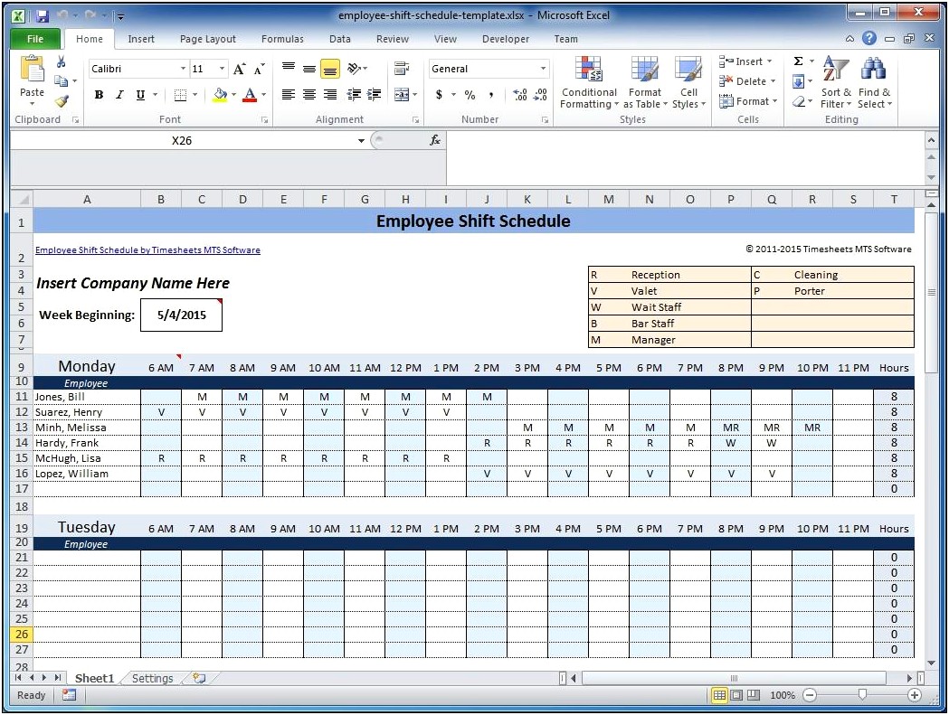 Free Calendar Templates For Employee Schedules