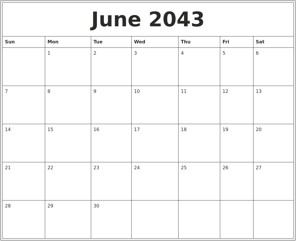 Free Calendar Templates For June 2017