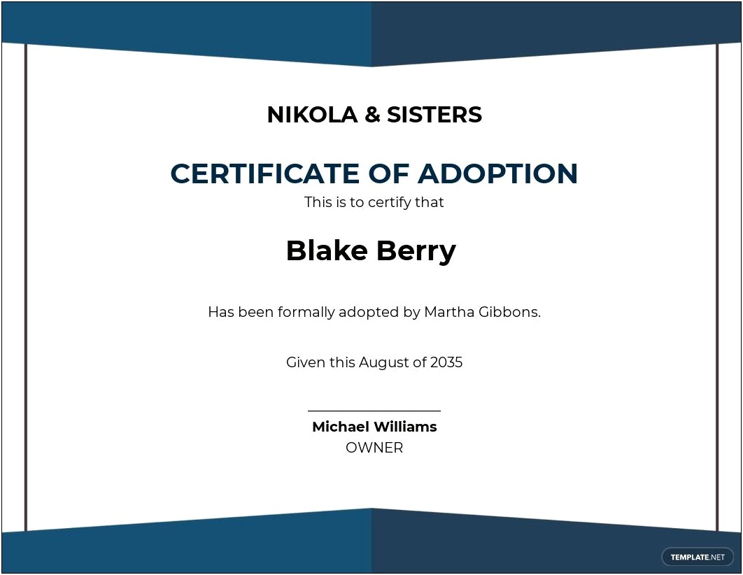 Free Cat Adoption Certificate Template Word